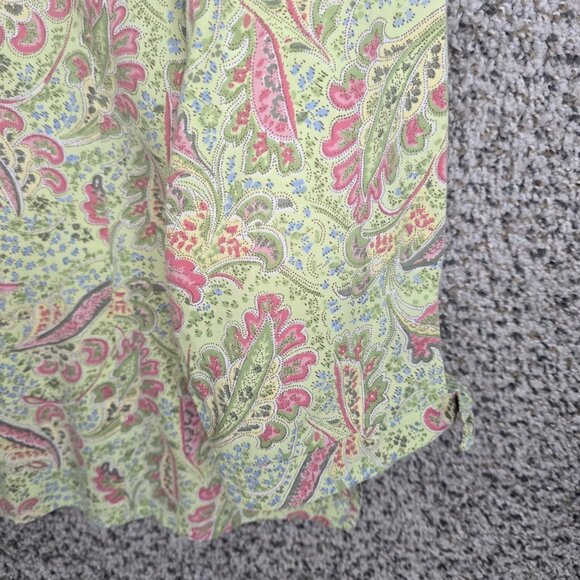 JM Collection Top Womens Plus‎ 16 Green Paisley Print Button Up Cotton Blend - Picture 2 of 7